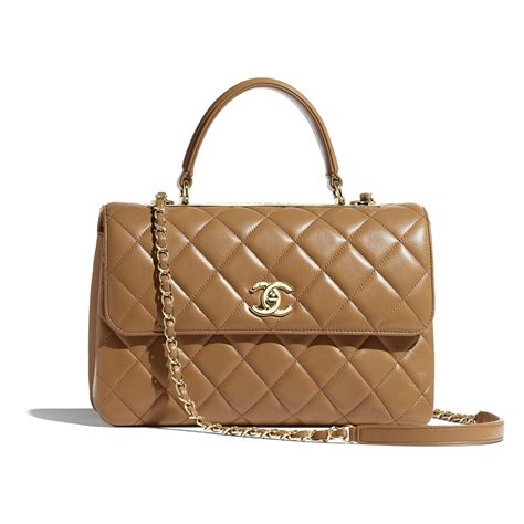 chanel mini top handle beige|chanel lambskin bag.